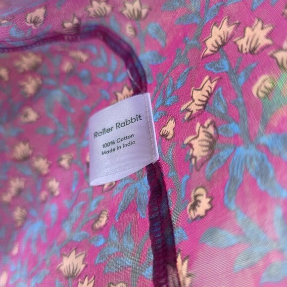 Roller Rabbit Size M Magenta Pink Blue Ruffled Sleeve Shirt Dress Augusta Darya - Picture 6 of 6